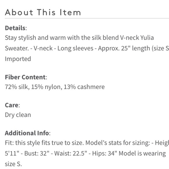 Theory Yulia V Cashmere-Silk V-neck Sweater NWT - Picture 7 of 7